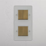 Four-Position Vertical Double Rocker Switch in Clear Antique Brass White - Advanced Home Lighting Solution on White Background