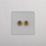 Clear Antique Brass Single Toggle Switch with 2 Positions - Elegant Light Management Solution on White Background